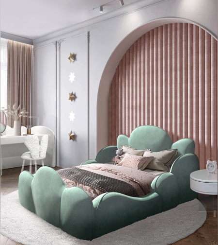 מיטת יחיד עננים-דגם ירוק