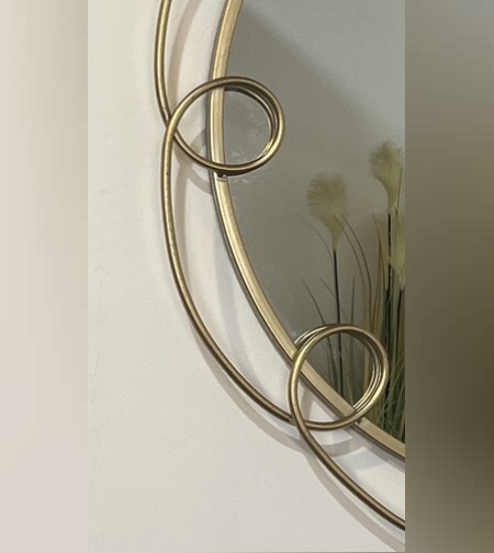 מראה מתכת עגול בזהב 80 ס