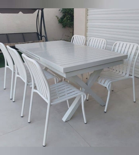 Linen שולחן אלומיניום לבן 160 ס״מ