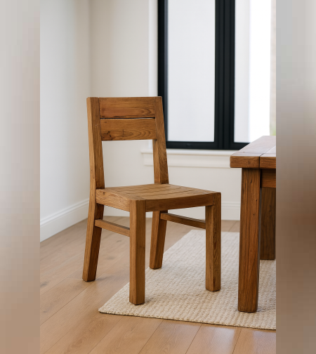 כסא עץ מלא ממוחזר