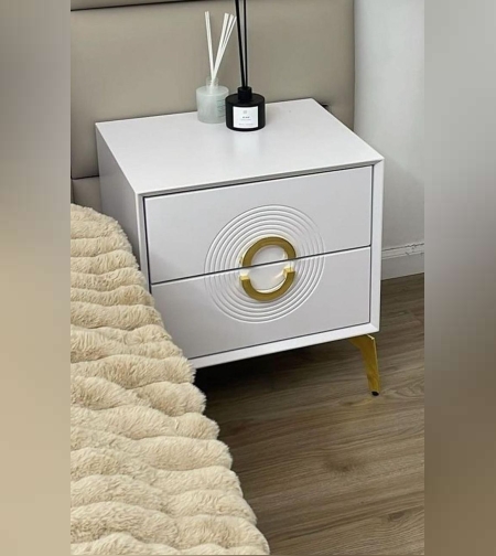 שידת צד לבנה עם שילוב זהב-דגם מוש