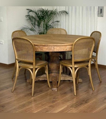 Faliraki שולחן אוכל עגול מעץ מלא 120 ס