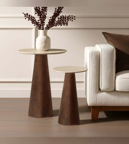 : סט 2 שולחנות דגם מיילי – שילוב מושלם של עץ וברזל