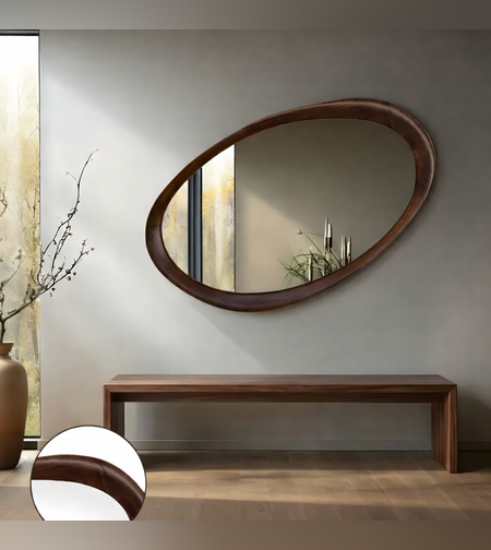 מראת פורמה אובלית מעץ אגוז מלא