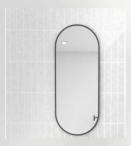 מראת גוף לתלייה אובלית, מסגרת אלומיניום בצבע שחור 1.20*60 ס