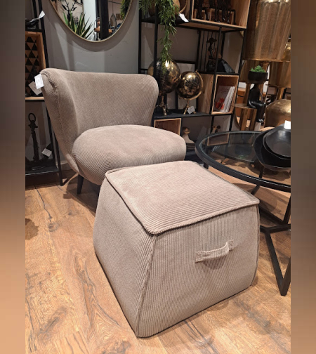 כורסא+הדום מבד קורדורוי צבע בג'