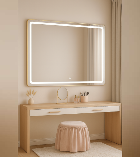 מראת איפור מוארת עם סטנד בגודל 100×85 ס