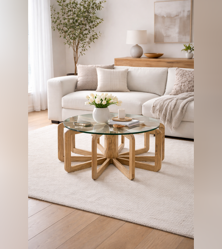 שולחן סלון סאנדי זכוכית