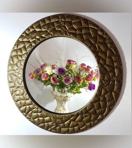 מראה עגולה עם מסגור מתכת ברונזה