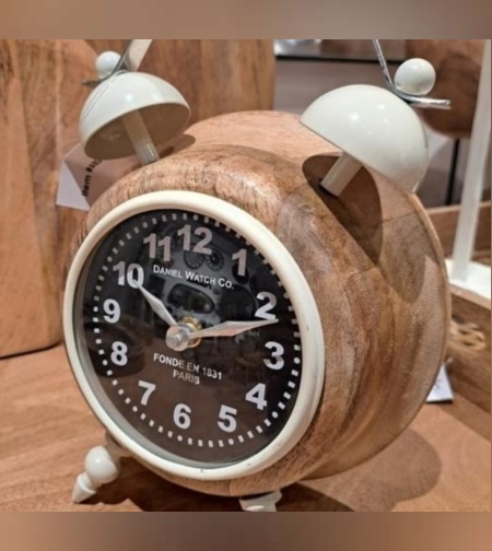 שעון עץ שילוב לבן