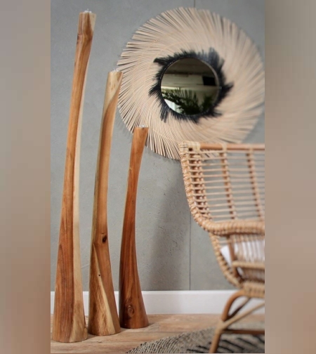 סט מעמד נרות 3 גבהים מעץ רום