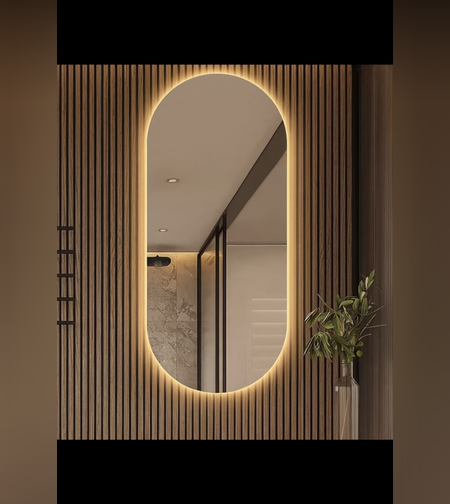 מראה אובלית יוקרתית בעיצוב מודרני ונקי