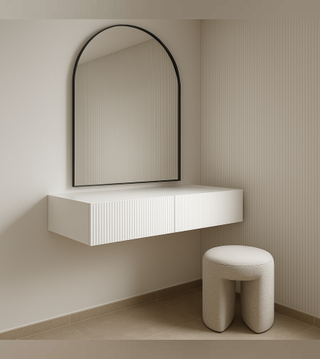 קונסולה מרחפת בצבע לבן -דגם בור