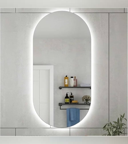 מראה אליפסה 120/50 עם לד