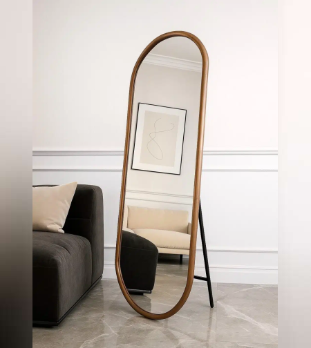 מראת גוף על רגל מעץ טבעי