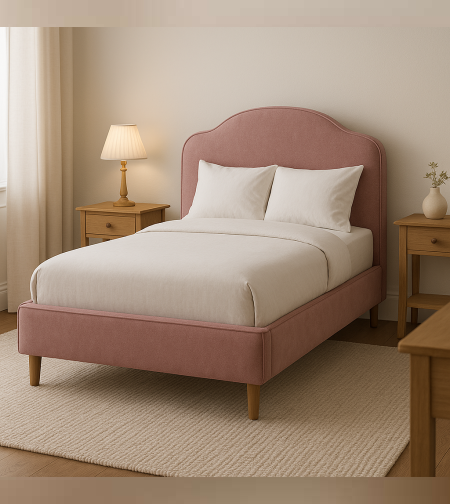 מיטה וחצי מרופדת בגוון ורוד עתיק – מידות 120/190 ס