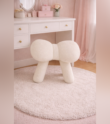 שרפרף מרופד לבן - עיצוב מודרני ייחודי