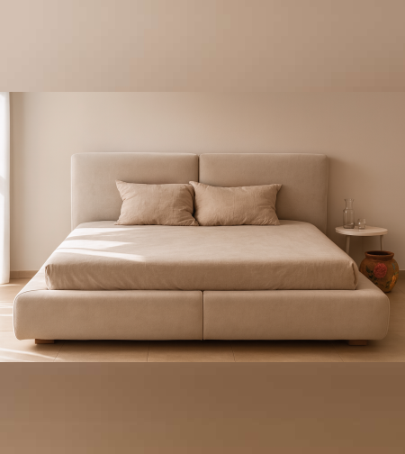 🛏 מיטת זוגית מרופדת דגם לורן – מראה יוקרתי ונקי