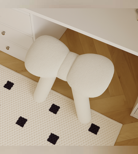 שרפרף מרופד לבן - עיצוב מודרני ייחודי