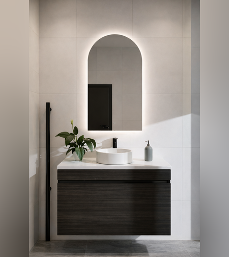 מראה קשת עם תאורת LED אחורית – דגם אור ללא מסגרת