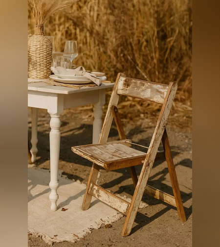 כיסא מתקפל מעץ ממוחזר