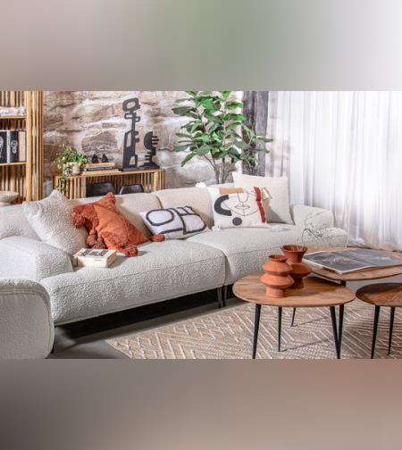 ספה קלואי בוקלה לבן 260X99X80