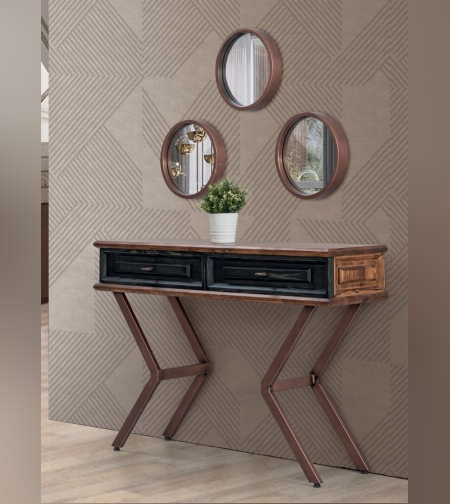 קונסולה מעץ מלא מגירה שחורה