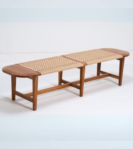 Rattik ספסל מעץ טיק וראטן סינטטי