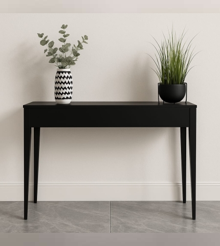 קונסולה 2 מגירות בגוון שחור צבוע אפוקסי בתנור דגם 