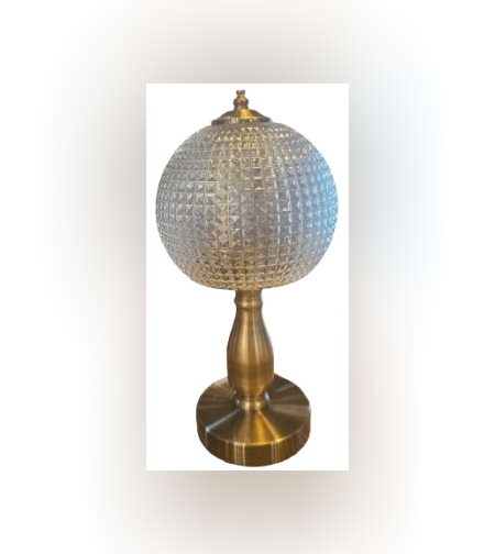 מנורה שולחנית פליז ראש שקוף