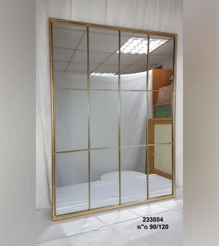 מראה מלבנית ריבועים 120/90בצבע זהב