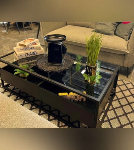 שולחן סלון שחור מודרני גודל 1.20/40/60