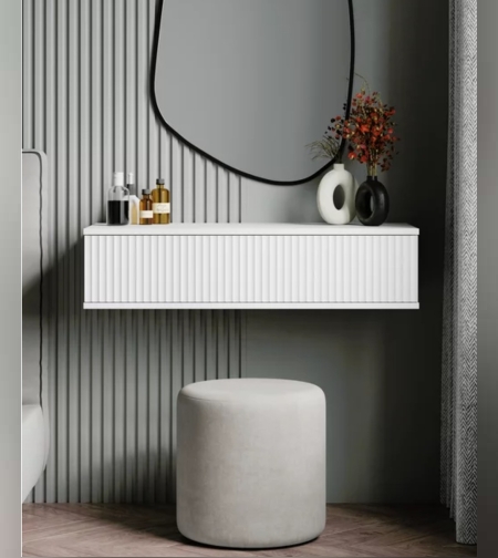 קונסולה מרחפת לבנה לפי מידות עבודת יד