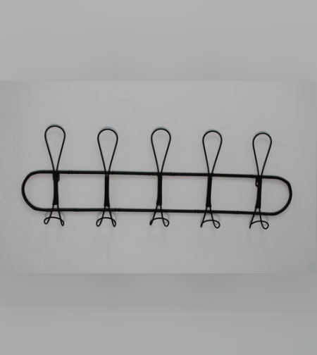 מתלה מתכת 5 ווים בשחור לקיר gallery