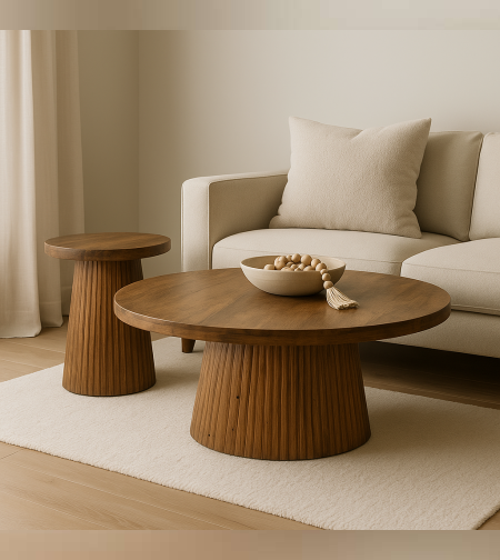 סט שולחנות וודי נטורל