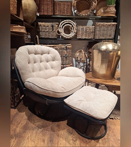 כורסא בוקלה + הדום גוון בז’ –