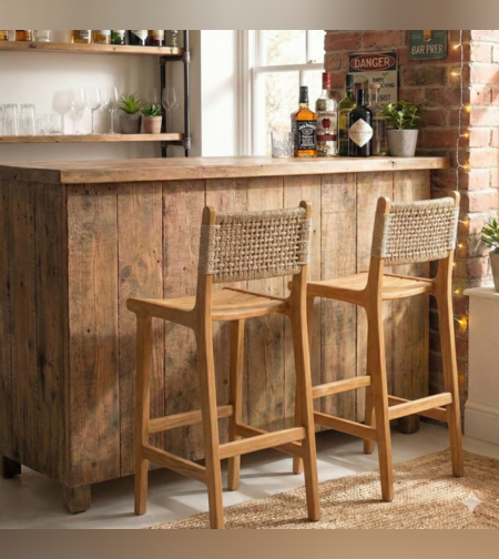 כסא בר מעץ טיק דגם ברונו