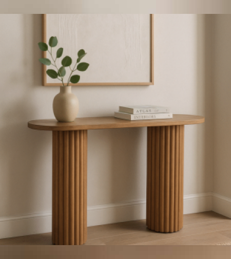 קונסולה גלילית מעץ מנגו טבעי