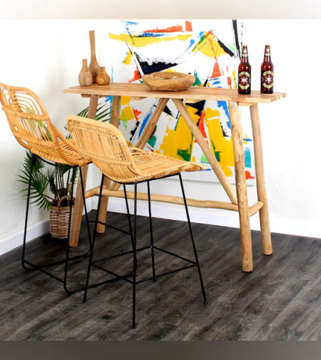 שולחן בר מעץ טיק