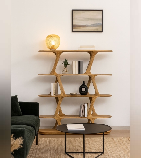 ספריית עץ דגם איזבל – עיצוב טבעי ומרשים