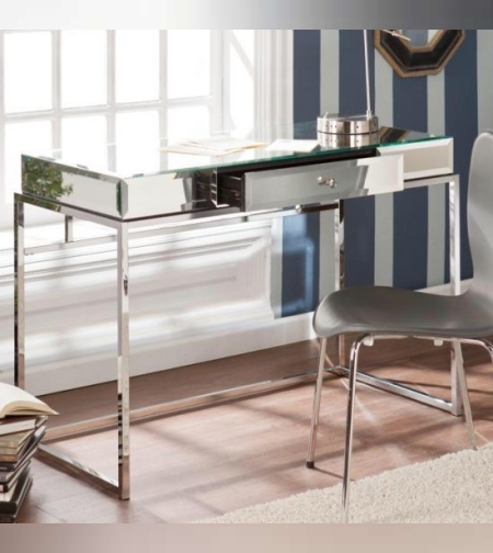 קונסולת כניסה מראה עם מגירה אחת, בשילוב רגליים מנירוסטה בצבע כסף (100*38*76)