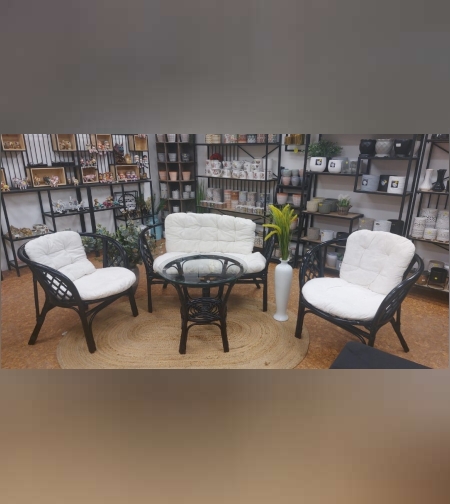 סט גינה ראטן שחור