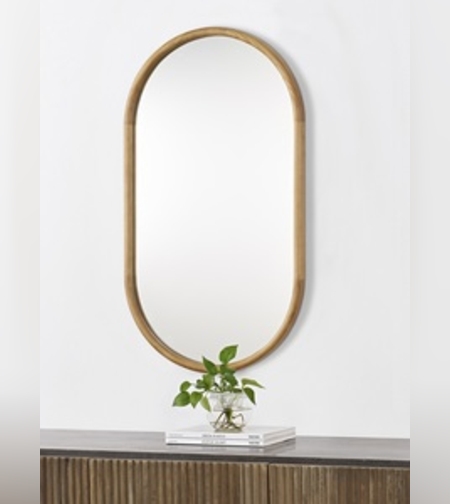 מראה אובלית 60/90 במסגרת עץ עם מתלה אורך ורוחב