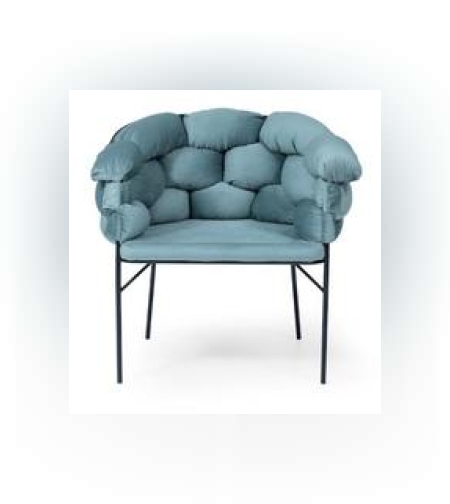 כורסאת פוף מבד קטיפה טורקיז