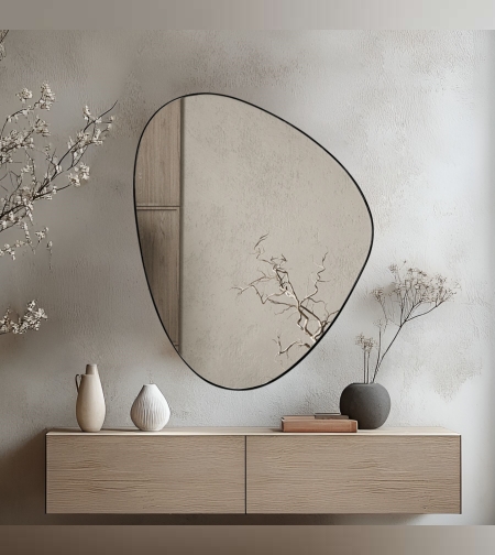 מראה משולש מעוגל שחור 60/75 ס”מ – T.M.M