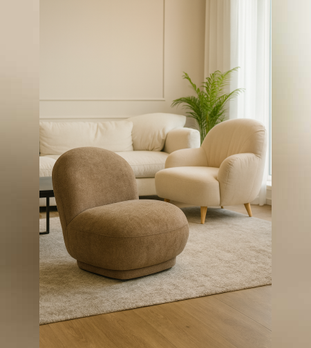 כורסא דגם קנדי – בד בצבע בז׳