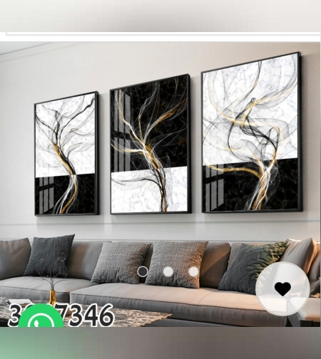 שלישית תמונות קנבס- דגם שחור