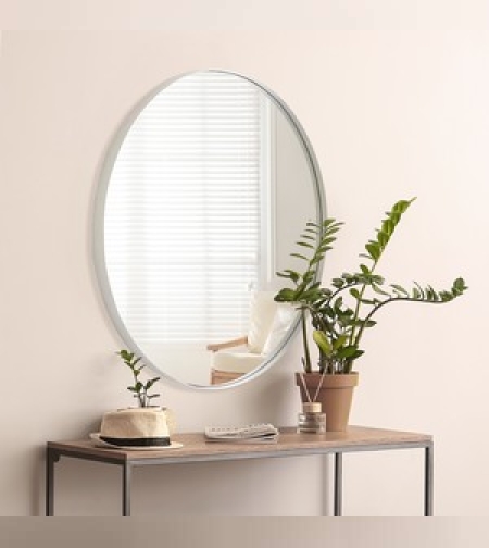 מראה עגולה דקה לבן 80 ס