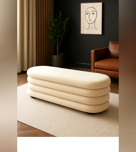 ספסל בוקלה מודרני ומעוצב לחלל הסלון