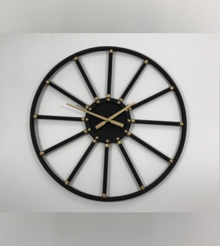 שעון קיר מתכת שחור